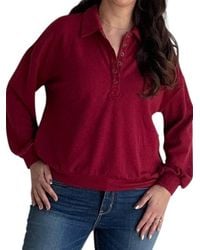 Blu Pepper - Collared Half Snap Knit Long Sleeve Top - Lyst
