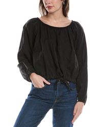 James Perse - Gathered Linen Blouse - Lyst