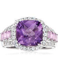 Ross-Simons - Amethyst And Topaz Ring With Diamond Accents - Lyst