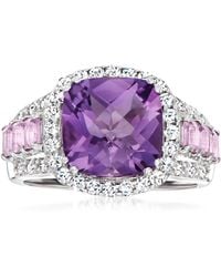 Ross-Simons - Amethyst And . White Topaz Ring With Diamond Accents - Lyst
