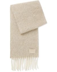 BOSS - Italian-Made Fringed Scarf With Wool And Alpaca - Lyst