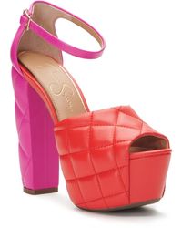 Jessica Simpson - Dameka Leather Peep-toe Platform Heels - Lyst