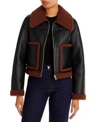 A.L.C. - Fleece Lined Faux Leather Leather Jacket - Lyst