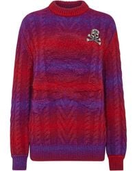 Philipp Plein - Wool Knit Pullover Round Neck Ls Skull & Bones - Lyst