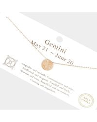 Fashnzfab - Gemini Dipped Cz Zodiac Sign Metal Disc Pendant Necklace - Lyst