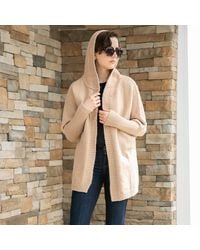 TRUEDAMES - Solid Color Knitted Hood And Ribbed Edges Cardigan - Lyst