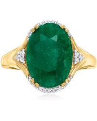 Ross-Simons - Emerald Ring With Diamond Accents - Lyst