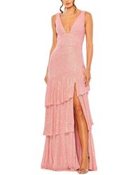 Mac Duggal - Sequin Asymmetrical Ruffle Tiered Gown - Lyst