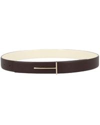 Tom Ford - Leather Minimalist Metallic T Buckle Belt - Lyst