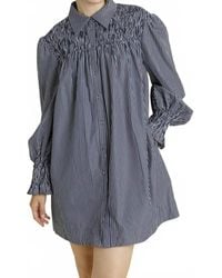 AUREUM - Smocked Stripe Shirt Dress - Lyst