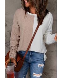 TRUEDAMES - Colorblock Long Sleeve Crew Neck Top - Lyst