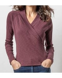 Lilla P - Shawl Collar Faux Wrap Top - Lyst