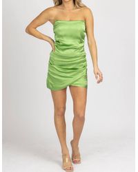 emory park - Satin Strapless Ruched Mini Dress - Lyst