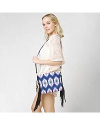 Fashnzfab - Aztec Print Tassel Wristlet Clutch Crossbody Bag - Lyst