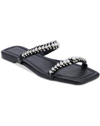 Karl Lagerfeld - Payzlee Faux Leather Rhinestone Slide Sandals - Lyst