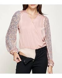 Strut & Bolt - Sequin Sleeve Bodysuit - Lyst
