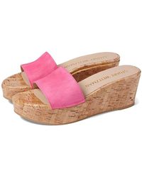 Stuart Weitzman - Summer Sandals Leather Slip On Wedge Heel Htat493 - Lyst
