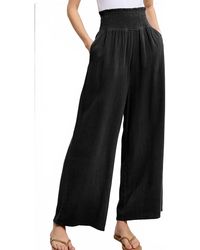 Le Miel - Millie Smocked Waist High Waist Pants With Side Pockets - Lyst