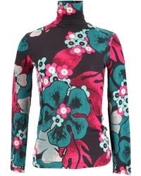Dries Van Noten - Floral-Print Turtleneck Long Sleeve Top - Lyst