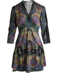 Sandro - Sandro Rayan V-Neck Printed Mini Dress - Lyst