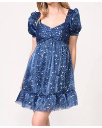 Adelyn Rae - Starlight Tulle Puff Sleeve Mini Dress - Lyst