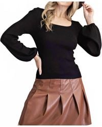 Eesome - Penny Puff Sleeve Back Tie Sweater Top - Lyst