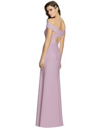Dessy Collection - Off-the-shoulder Straight Neck Dress With Criss Cross Back - Lyst