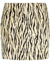 ROTATE BIRGER CHRISTENSEN - Printed Faux Fur Skirt - Lyst