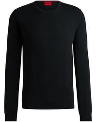 HUGO - Virgin-Wool Sweater With Embroidered Logo - Lyst