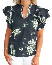 Sugarlips - Emerson Floral Split Neck Top - Lyst