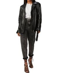 Zeynep Arcay - Oversized Leather Biker Jacket - Lyst