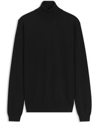 HUGO - Merino Wool Turtleneck Sweater With Embroidered Logo - Lyst