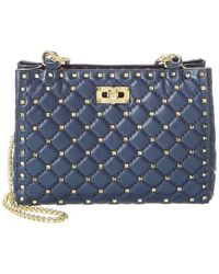 Tiffany & Fred Quilted & Studded Leather Tote - Blue