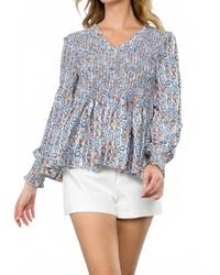 Thml - Smocked Long Sleeve Blouse - Lyst