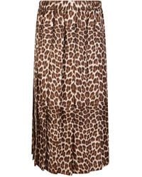 P.A.R.O.S.H. - Pleated Leopard Print Maxi Skirt With Elastic Waist - Lyst