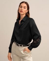 LILYSILK - Armeria Lace Silk Blouse For - Lyst