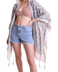 Leto - Touch Of Morocco Tapestry Tassel Boho Kimono Wrap Shawl - Lyst