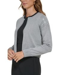 DKNY - Heathered Short Cardigan Sweater - Lyst