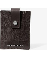 Michael Kors - Hudson Pebbled Leather Snap Card Case - Lyst