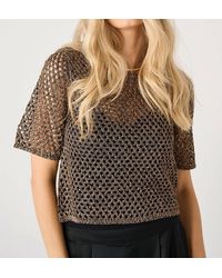 Dex - Short Sleeve Open-Stitch Sweater Top - Lyst