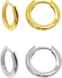 Adornia - 14k Gold Plated And Plated Set Of huggie Hoop Earrings - Lyst