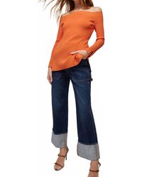 Veronica Beard - Derick Ribbed Off-Shoulder Pullover Tee - Lyst