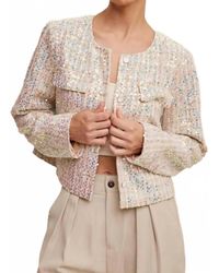 Listicle - Luxe Lights Sequin Cropped Tweed Jacket - Lyst