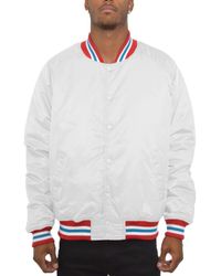 TRUEDAMES - Satin Varsity Bomber Jacket - Lyst