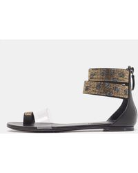 Casadei - Leather And Pvc Vinil Ankle Strap Sandals - Lyst
