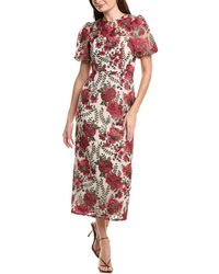 Adrianna Papell - Embroidered Puff Sleeve Dress - Lyst