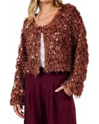 Sadie & Sage - Faux Fur And Sequin Jacket - Lyst