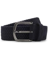 BOSS - Woven Belt With Leather Trims - Lyst
