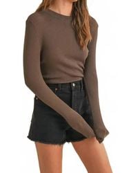 Miou Muse - Ribbed Long Sleeve Mock Neck Top - Lyst