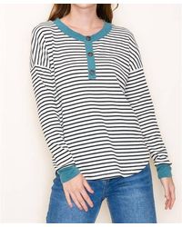 Staccato - Half Button Long Sleeve Marled Top - Lyst